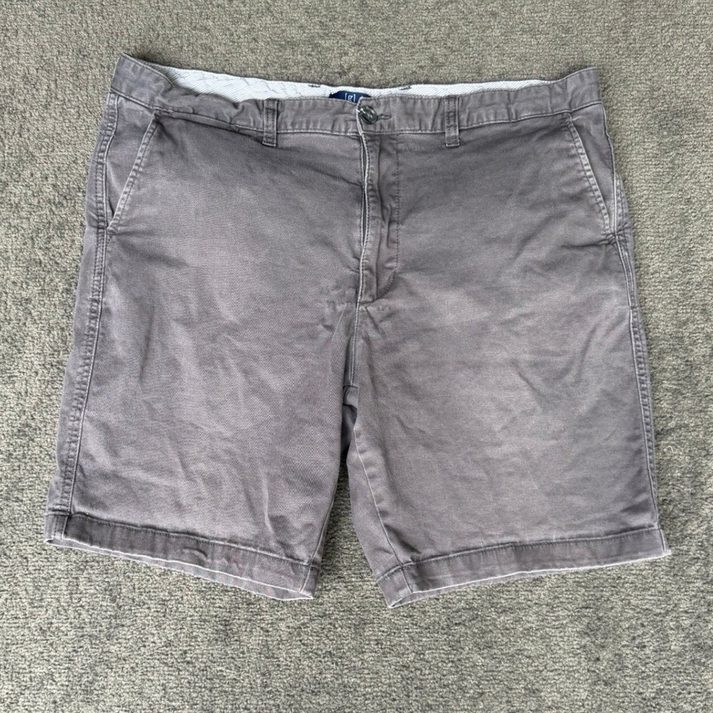 George Men Chino Shorts Gray Size 38 Flat Front Casual Summer Essential